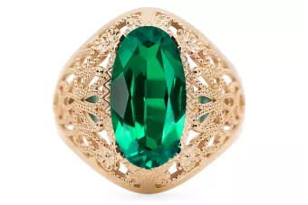 حرف يدوية فينتاج خاتم الزمرد 14 كارت من الذهب الأصفر vrc074y